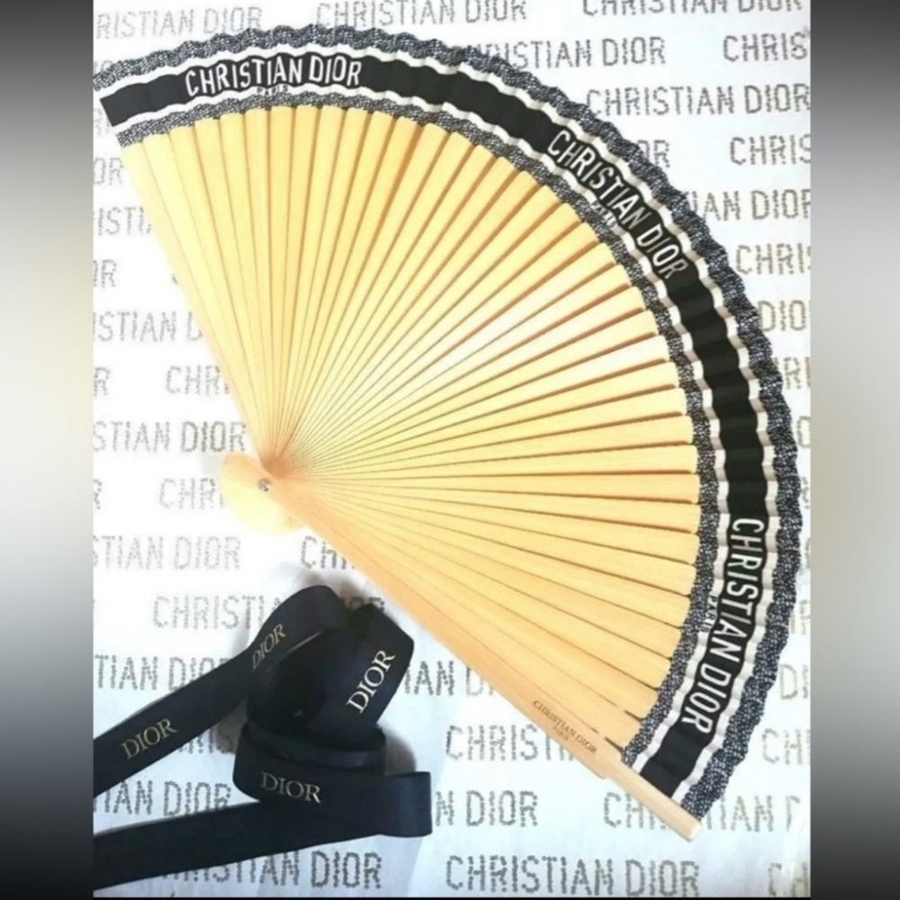 NEW ❤Christian Dior DIORIVIERA Folding Fan Japan Novelty 100% Bamboo -GWP ITEM